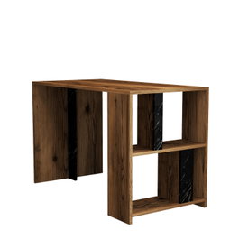 Hanah Home Mesa de Estudio Lima Nogal y Negro con Mármol Negro - 120cm x 75.4cm x 60cm